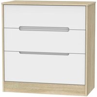 Product photograph of Monaco White Matt And Oak Effect 3 Drawer Deep Chest from Choice Furniture Superstore