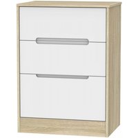 Product photograph of Monaco White Matt And Oak Effect 3 Drawer Deep Midi Chest from Choice Furniture Superstore