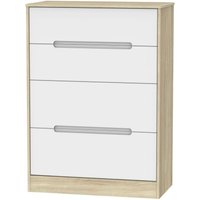 Product photograph of Monaco White Matt And Oak Effect 4 Drawer Deep Chest from Choice Furniture Superstore