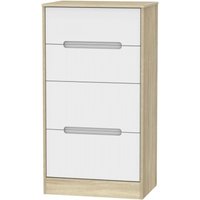 Product photograph of Monaco White Matt And Oak Effect 4 Drawer Deep Midi Chest from Choice Furniture Superstore