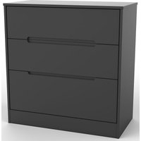 Product photograph of Monaco Black 3 Drawer Deep Chest from Choice Furniture Superstore