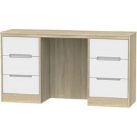 Product photograph of Monaco White And Oak Effect 6 Drawer Double Dressing Table from Choice Furniture Superstore