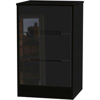 Product photograph of Monaco Black Gloss 3 Drawer Bedside Cabinet from Choice Furniture Superstore