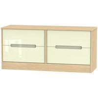 Product photograph of Monaco Cream Gloss And Light Oak Bed Box from Choice Furniture Superstore