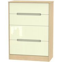 Product photograph of Monaco Cream Gloss And Light Oak 4 Drawer Deep Chest from Choice Furniture Superstore