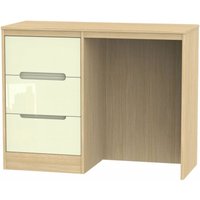 Product photograph of Monaco Cream Gloss And Light Oak 3 Drawer Single Dressing Table from Choice Furniture Superstore