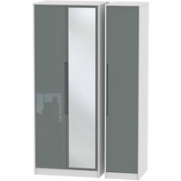 Product photograph of Monaco Grey Gloss And White 3 Door Tall Triple Wardrobe - 1 Mirror from Choice Furniture Superstore