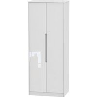 Product photograph of Monaco White Gloss 2 Door Plain Tall Wardrobe from Choice Furniture Superstore