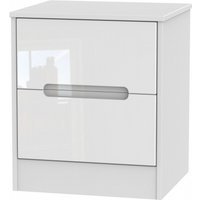Product photograph of Monaco White Gloss 2 Drawer Bedside Cabinet from Choice Furniture Superstore
