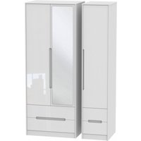 Product photograph of Monaco White Gloss 3 Door Tall Combi Wardrobe - 1 Mirror from Choice Furniture Superstore