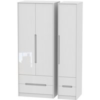 Product photograph of Monaco White Gloss 3 Door Tall Triple Wardrobe - 4 Drawers from Choice Furniture Superstore