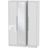 Product photograph of Monaco White Gloss 3 Door Tall Triple Wardrobe - 1 Mirror from Choice Furniture Superstore