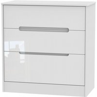 Product photograph of Monaco White Gloss 3 Drawer Deep Chest from Choice Furniture Superstore