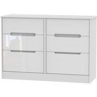 Product photograph of Monaco White Gloss 6 Drawer Midi Chest from Choice Furniture Superstore