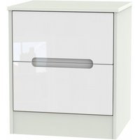Product photograph of Monaco White Gloss And Cashmere 2 Drawer Bedside Cabinet from Choice Furniture Superstore