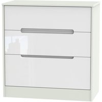 Product photograph of Monaco White Gloss And Cashmere 3 Drawer Deep Chest from Choice Furniture Superstore
