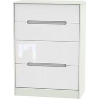 Product photograph of Monaco White Gloss And Cashmere 4 Drawer Deep Chest from Choice Furniture Superstore