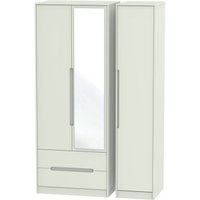 Product photograph of Monaco Cashmere 3 Door Tall Combi Wardrobe - 1 Mirror And Lhf 2 Drawers from Choice Furniture Superstore