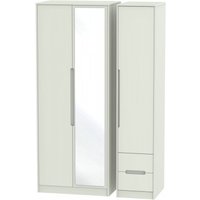 Product photograph of Monaco Cashmere 3 Door Tall Combi Wardrobe - 1 Mirror And Rhf 2 Drawers from Choice Furniture Superstore
