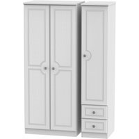 Product photograph of Pembroke White 3 Door Triple Wardrobe - Rhf 2 Drawers from Choice Furniture Superstore