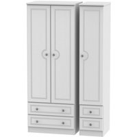 Product photograph of Pembroke White 3 Door Tall Triple Wardrobe - 4 Drawers from Choice Furniture Superstore