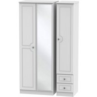 Product photograph of Pembroke White 3 Door Tall Combi Wardrobe - 1 Mirror And Rhf 2 Drawers from Choice Furniture Superstore