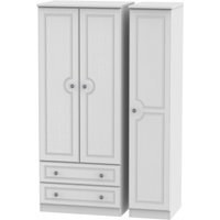 Product photograph of Pembroke White 3 Door Triple Wardrobe - Lhf 2 Drawers from Choice Furniture Superstore