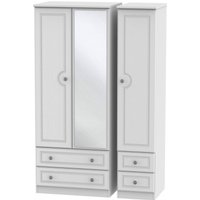 Product photograph of Pembroke White 3 Door Combi Wardrobe - 1 Mirror from Choice Furniture Superstore