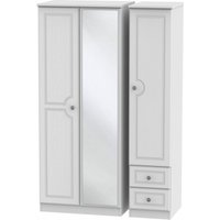 Product photograph of Pembroke White 3 Door Combi Wardrobe - 1 Mirror And Rhf 2 Drawers from Choice Furniture Superstore