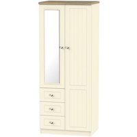 Product photograph of Vienna Cream 2 Door Combi Wardrobe - 1 Mirror Rhf 3 Drawers from Choice Furniture Superstore