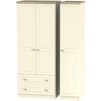 Product photograph of Vienna Cream 3 Door Triple Wardrobe - Lhf 2 Drawers from Choice Furniture Superstore