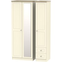Product photograph of Vienna Cream 3 Door Tall Combi Wardrobe - 1 Mirror And Rhf 2 Drawers from Choice Furniture Superstore