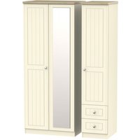 Product photograph of Vienna Cream 3 Door Combi Wardrobe - 1 Mirror And Rhf 2 Drawers from Choice Furniture Superstore
