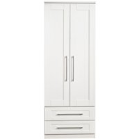 Product photograph of York White 2 Door 2 Drawer Tall Wardrobe from Choice Furniture Superstore