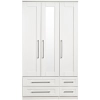Product photograph of York White 3 Door Tall Combi Wardrobe - 1 Mirror from Choice Furniture Superstore