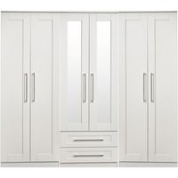 Product photograph of York White 6 Door Tall Mirror Combi Wardrobe from Choice Furniture Superstore