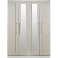 Product photograph of York Cashmere 4 Door Tall Mirror Wardrobe from Choice Furniture Superstore