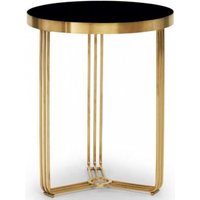 Product photograph of Finn Black Glass And Brass Metal Round Side Table from Choice Furniture Superstore