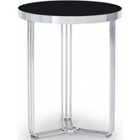 Product photograph of Finn Black Glass And Chrome Metal Round Side Table from Choice Furniture Superstore