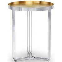 Product photograph of Finn Brass Metal And Chrome Metal Round Side Table from Choice Furniture Superstore