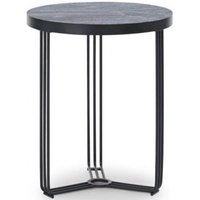 Product photograph of Finn Dark Oak And Black Metal Round Side Table from Choice Furniture Superstore