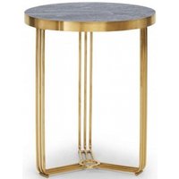 Product photograph of Finn Dark Oak And Brass Metal Round Side Table from Choice Furniture Superstore