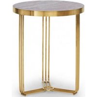 Product photograph of Finn Dark Stone And Brass Metal Round Side Table from Choice Furniture Superstore