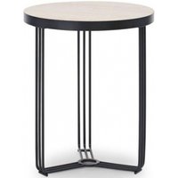 Product photograph of Finn Pale Oak And Black Metal Round Side Table from Choice Furniture Superstore
