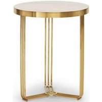 Product photograph of Finn Pale Oak And Brass Metal Round Side Table from Choice Furniture Superstore