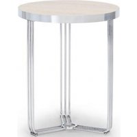 Product photograph of Finn Pale Oak And Chrome Metal Round Side Table from Choice Furniture Superstore
