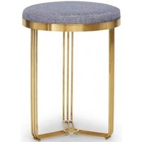 Product photograph of Finn Pewter Woven Upholstered And Brass Brushed Round Side Table from Choice Furniture Superstore