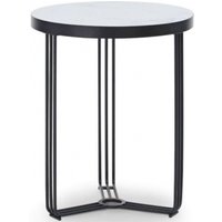 Product photograph of Finn White Marble And Black Metal Round Side Table from Choice Furniture Superstore