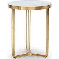 Product photograph of Finn White Marble And Brass Metal Round Side Table from Choice Furniture Superstore