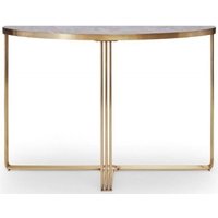 Product photograph of Finn Dark Stone And Brass Metal Half Moon Console Table from Choice Furniture Superstore